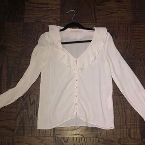 3for$30| Zara EUC ruffle collar white blouse S